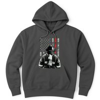 Fireman In Front Of American Flag Cool Firefighter Flag Hoodie