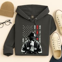 Fireman In Front Of American Flag Cool Firefighter Flag Hoodie