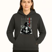 Fireman In Front Of American Flag Cool Firefighter Flag Hoodie