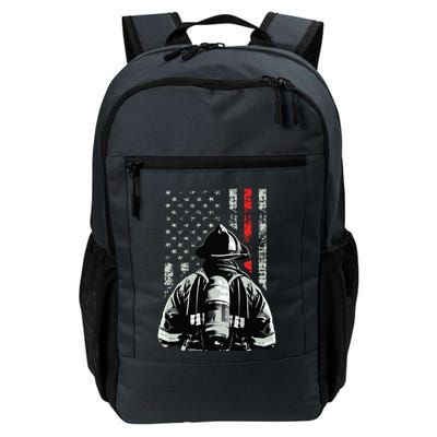 Fireman In Front Of American Flag Cool Firefighter Flag Backpack
