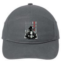 Fireman In Front Of American Flag Cool Firefighter Flag 7-Panel Snapback Hat