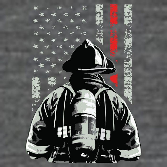 Fireman In Front Of American Flag Cool Firefighter Flag 7-Panel Snapback Hat