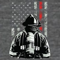 Fireman In Front Of American Flag Cool Firefighter Flag Flatbill Hat