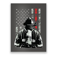 Fireman In Front Of American Flag Cool Firefighter Flag Poster