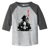 Fireman In Front Of American Flag Cool Firefighter Flag Toddler Fine Jersey T-Shirt