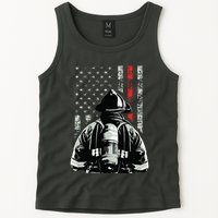 Fireman In Front Of American Flag Cool Firefighter Flag Tank Top