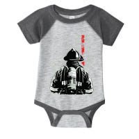 Fireman In Front Of American Flag Cool Firefighter Flag Infant Baby Jersey Bodysuit