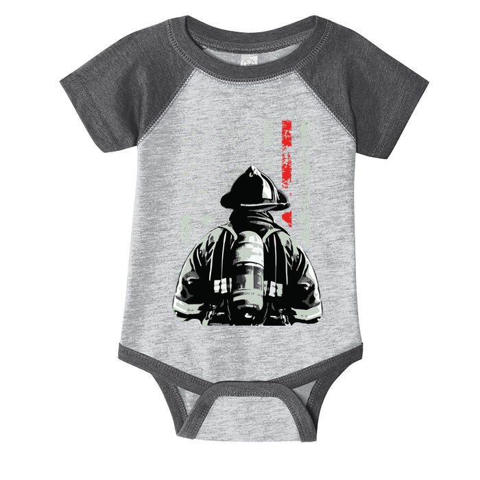 Fireman In Front Of American Flag Cool Firefighter Flag Infant Baby Jersey Bodysuit