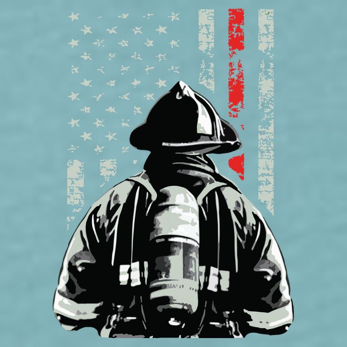 Fireman In Front Of American Flag Cool Firefighter Flag Sueded Cloud Jersey T-Shirt