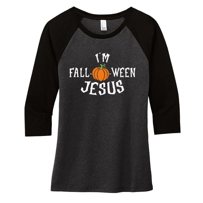 Funny Im Fall O Ween Jesus Halloween Fall Pumpkin Christian Women's Tri-Blend 3/4-Sleeve Raglan Shirt