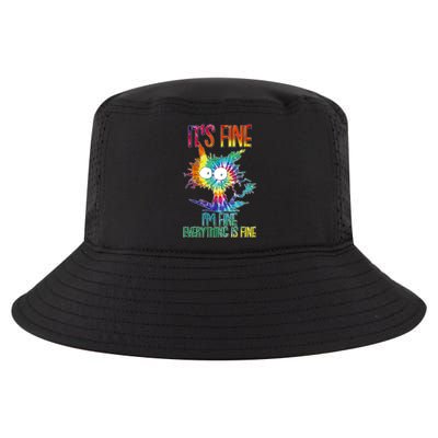 Funny It's Fine I'm Fine Everything Is Fine Tie Dye Cat Cool Comfort Performance Bucket Hat