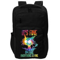 Funny It's Fine I'm Fine Everything Is Fine Tie Dye Cat Impact Tech Backpack