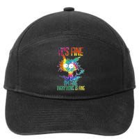 Funny It's Fine I'm Fine Everything Is Fine Tie Dye Cat 7-Panel Snapback Hat
