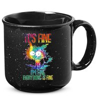 Funny It's Fine I'm Fine Everything Is Fine Tie Dye Cat 15oz Campfire Ceramic Mug