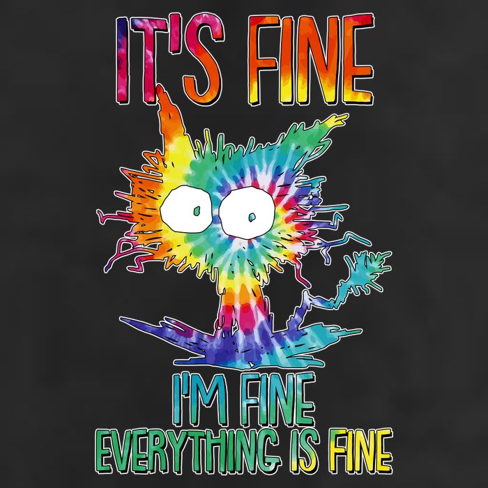 Funny It's Fine I'm Fine Everything Is Fine Tie Dye Cat 15oz Campfire Ceramic Mug