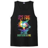 Funny It's Fine I'm Fine Everything Is Fine Tie Dye Cat PosiCharge Competitor Tank