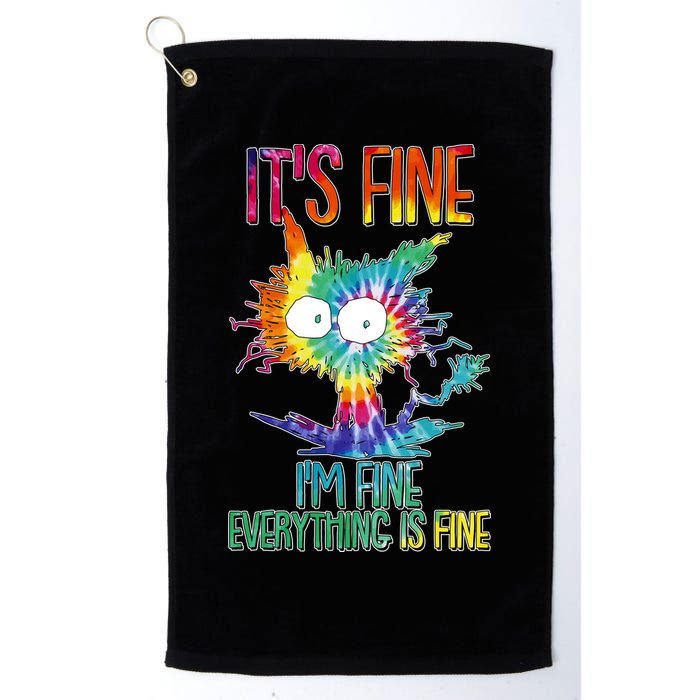 Funny It's Fine I'm Fine Everything Is Fine Tie Dye Cat Golf Towel