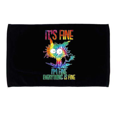 Funny It's Fine I'm Fine Everything Is Fine Tie Dye Cat Microfiber Hand Towel