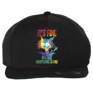 Funny It's Fine I'm Fine Everything Is Fine Tie Dye Cat Wool Snapback Cap