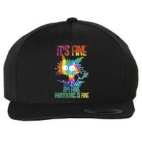 Funny It's Fine I'm Fine Everything Is Fine Tie Dye Cat Wool Snapback Cap