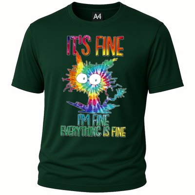 Funny It's Fine I'm Fine Everything Is Fine Tie Dye Cat Performance Shirt