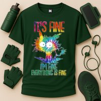 Funny It's Fine I'm Fine Everything Is Fine Tie Dye Cat Performance Shirt