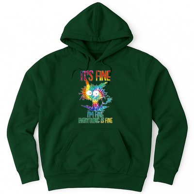 Funny It's Fine I'm Fine Everything Is Fine Tie Dye Cat Hoodie