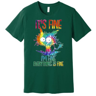 Funny It's Fine I'm Fine Everything Is Fine Tie Dye Cat Premium T-Shirt