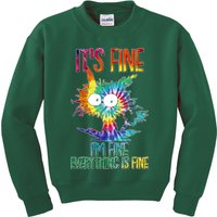 Funny It's Fine I'm Fine Everything Is Fine Tie Dye Cat Kids Sweatshirt