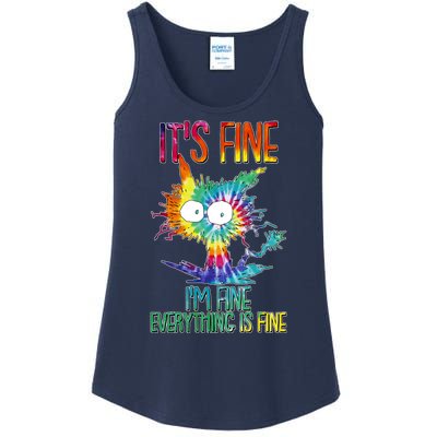 Funny It's Fine I'm Fine Everything Is Fine Tie Dye Cat Ladies Essential Tank