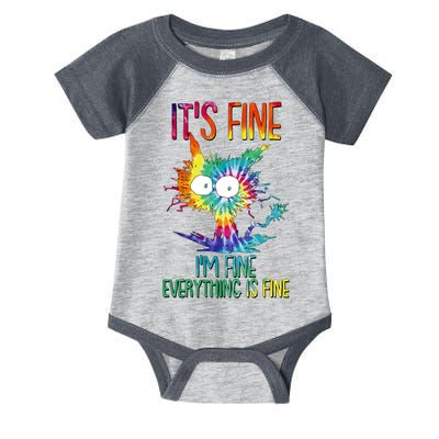 Funny It's Fine I'm Fine Everything Is Fine Tie Dye Cat Infant Baby Jersey Bodysuit