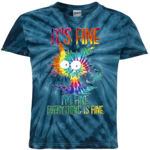 Funny It's Fine I'm Fine Everything Is Fine Tie Dye Cat Kids Tie-Dye T-Shirt