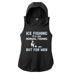 Funny Ice Fishing Ice Fisherman Ice Fisher Ladies PosiCharge Tri-Blend Wicking Draft Hoodie Tank