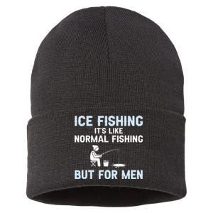 Funny Ice Fishing Ice Fisherman Ice Fisher Sustainable Knit Beanie