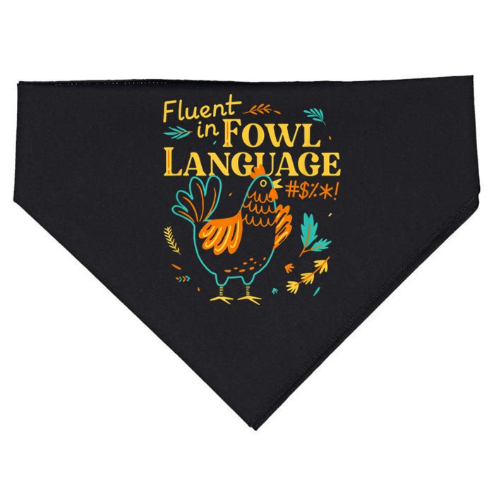 Fluent In Fowl Language Funny Novelty Chicken Lover USA-Made Doggie Bandana