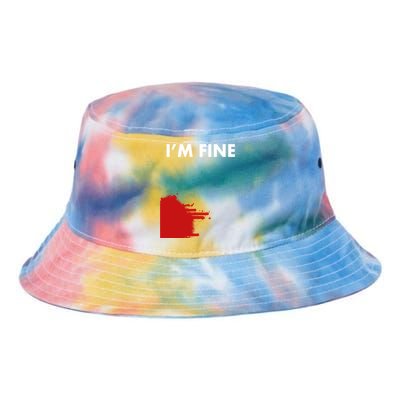 Funny I'm Fine Blood Bloody Really Scary Creepy Horror Funny Gift Tie Dye Newport Bucket Hat