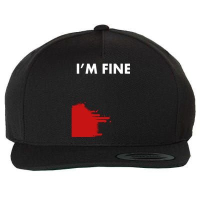 Funny I'm Fine Blood Bloody Really Scary Creepy Horror Funny Gift Wool Snapback Cap