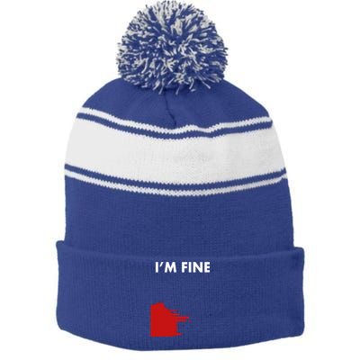 Funny I'm Fine Blood Bloody Really Scary Creepy Horror Funny Gift Stripe Pom Pom Beanie