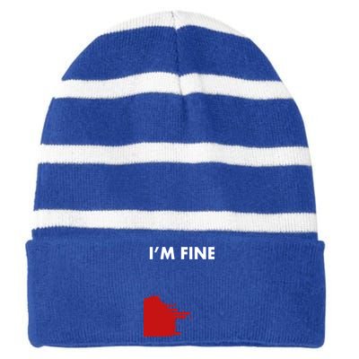 Funny I'm Fine Blood Bloody Really Scary Creepy Horror Funny Gift Striped Beanie with Solid Band