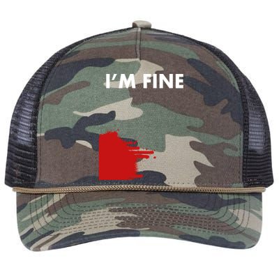 Funny I'm Fine Blood Bloody Really Scary Creepy Horror Funny Gift Retro Rope Trucker Hat Cap