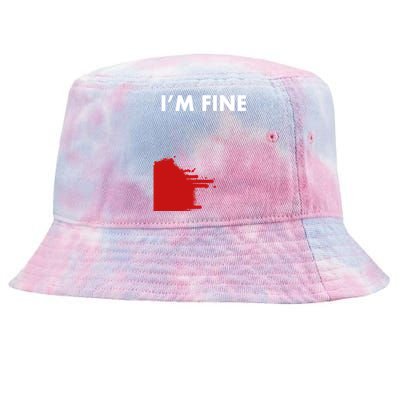 Funny I'm Fine Blood Bloody Really Scary Creepy Horror Funny Gift Tie-Dyed Bucket Hat