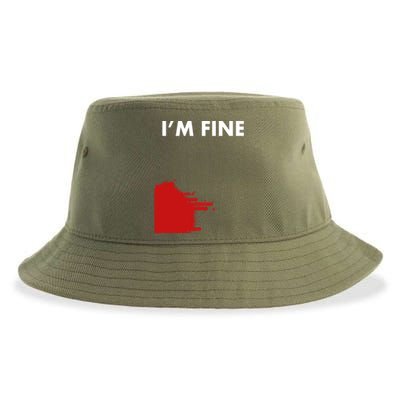 Funny I'm Fine Blood Bloody Really Scary Creepy Horror Funny Gift Sustainable Bucket Hat