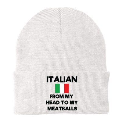 Funny Italian From My Head To My Meatballs Humor Joke Knit Cap Winter Beanie