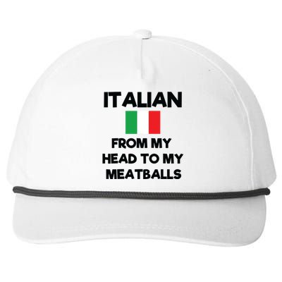 Funny Italian From My Head To My Meatballs Humor Joke Snapback Five-Panel Rope Hat