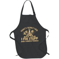 Funny I Fix Stuff And I Know Thingsmechanic Engineer Garage Full-Length Apron With Pockets