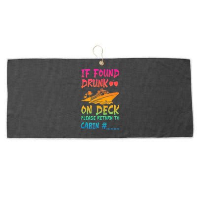 Funny If Found Drunk Return To Cabin Cruise Ship Large Microfiber Waffle Golf Towel