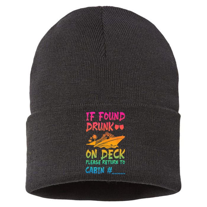 Funny If Found Drunk Return To Cabin Cruise Ship Sustainable Knit Beanie