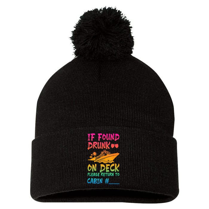 Funny If Found Drunk Return To Cabin Cruise Ship Pom Pom 12in Knit Beanie