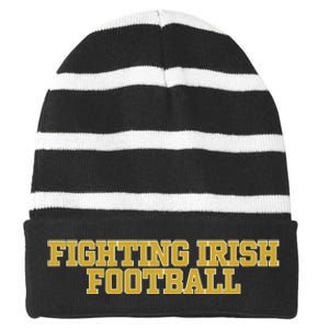 Fighting Irish Football Striped Beanie with Solid Band