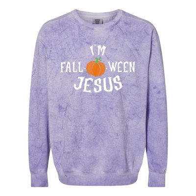 Funny Im Falloween Jesus Halloween Fall Pumpkin Christian Colorblast Crewneck Sweatshirt